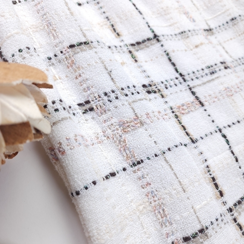 Lafayette 148 White Plaid Weave Shift Dress Sz 2 - Picture 8 of 16
